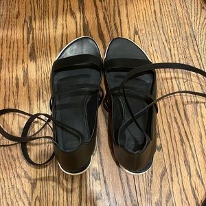 TIBI Black leather lace up sandals with small heel size 40